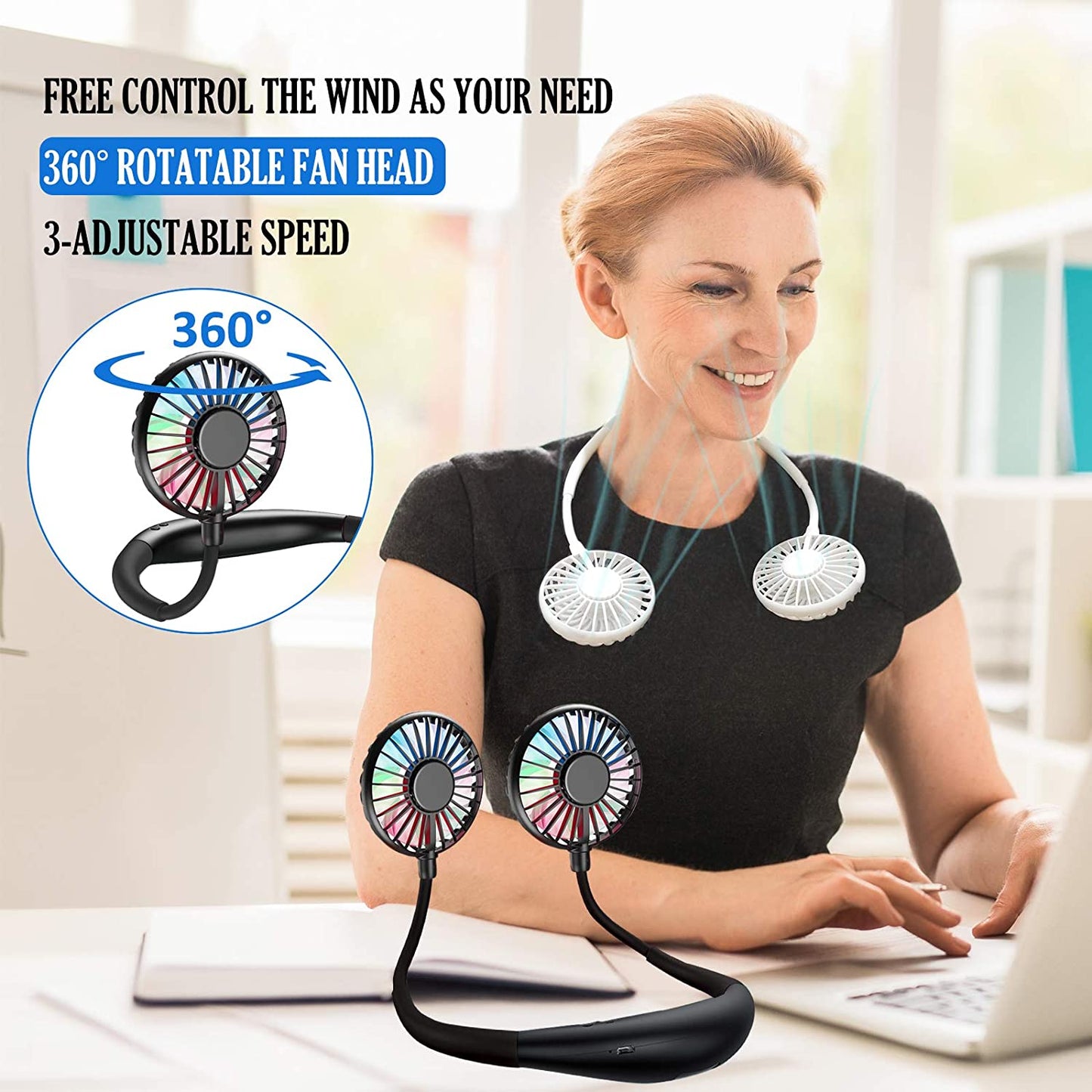 Portable Summer Air Cooling Neck Fan.