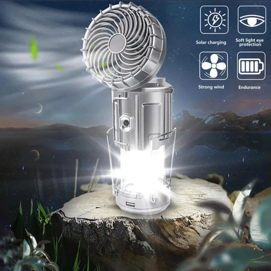 Portable Solar Fan with LED Light