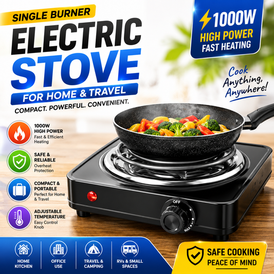 Single Burner Electric Stove for Home & Travel