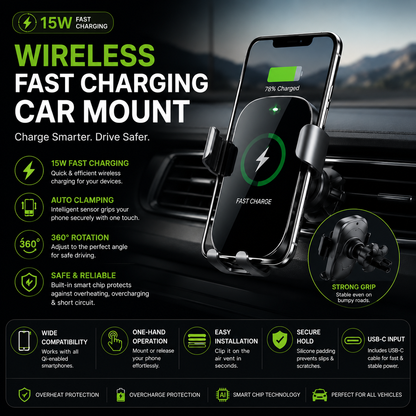Wireless Fast Charging Car Mount