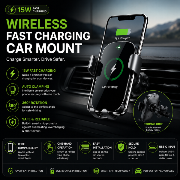 Wireless Fast Charging Car Mount